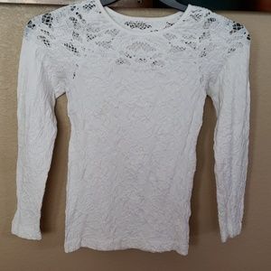 White Longsleeve Print Top